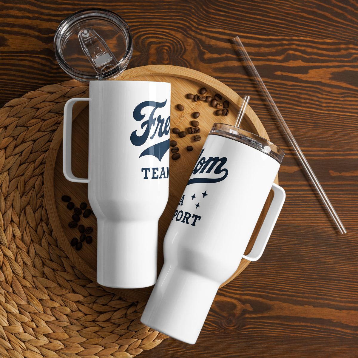 Freedom is A Team Sport Travel mug with a handle political activism mug Democracy First