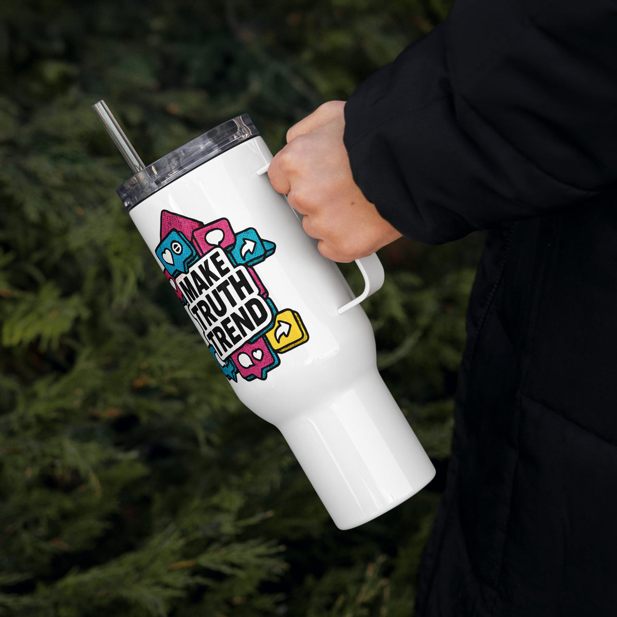 Make Truth Trend Travel mug with a handle political activism mug Democracy First