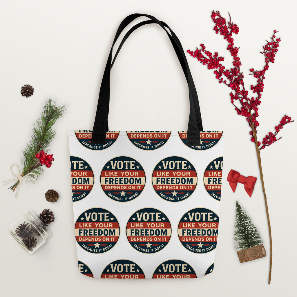 Vote Like Your Freedom Depends On It. Tote bag political activism bag Democracy First