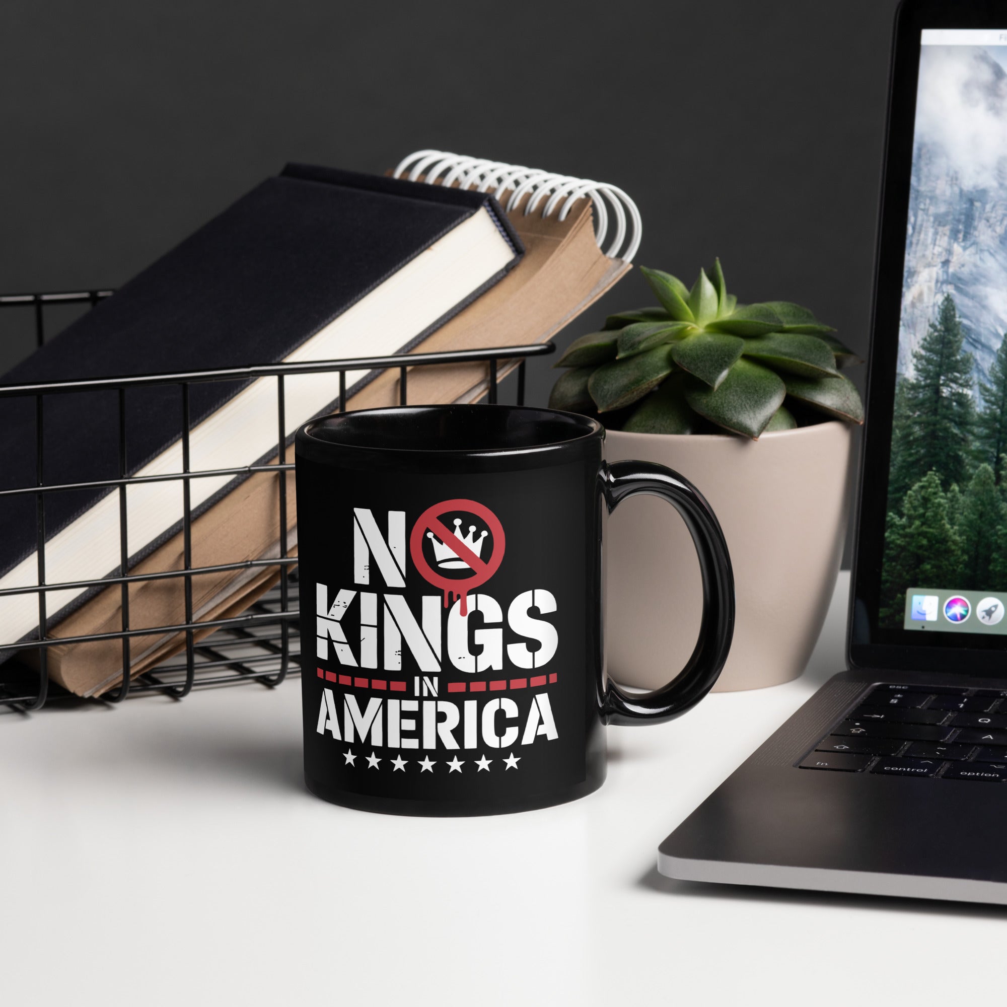 No Kings In America-Black Glossy Mug Secondary image