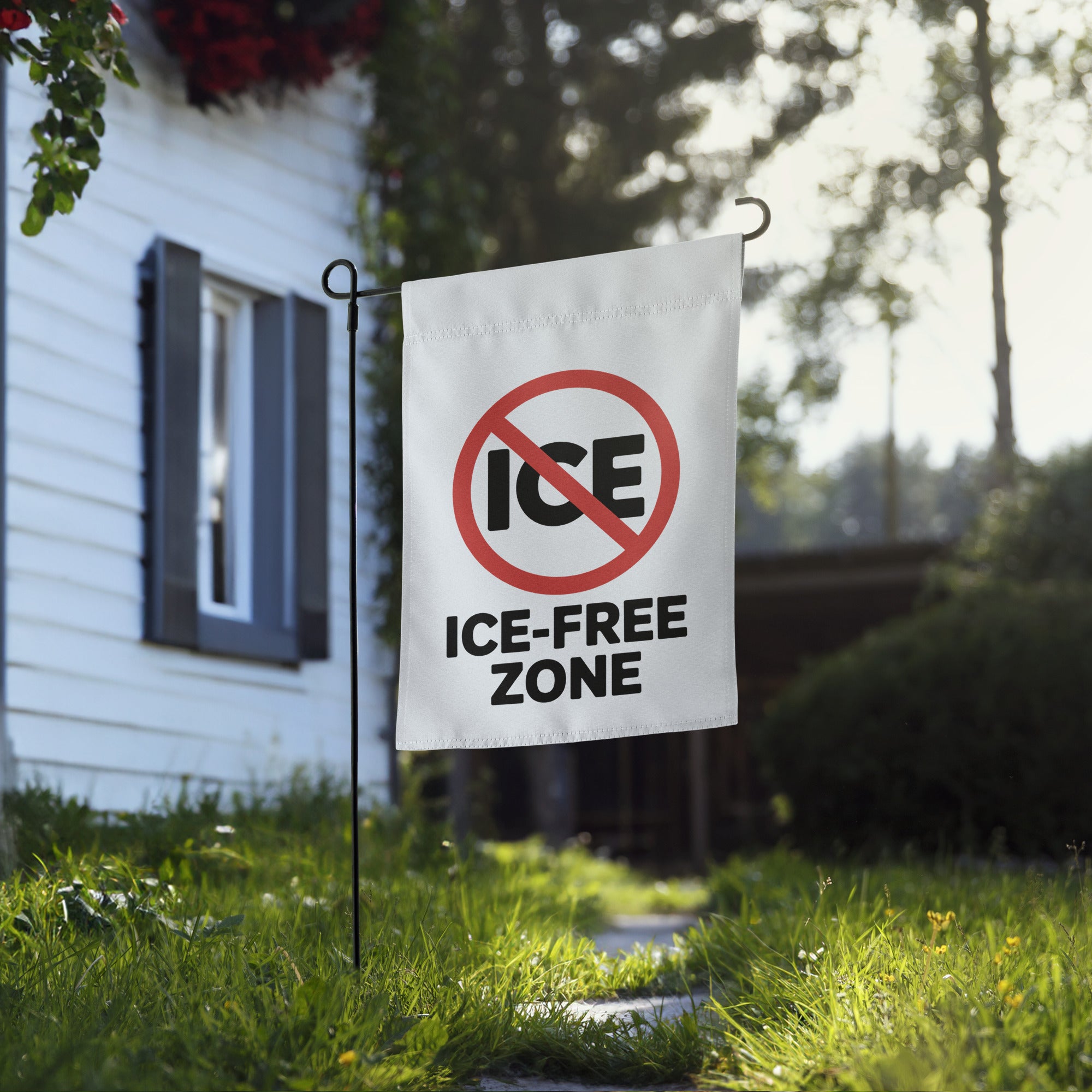 ICE FREE ZONE Garden flag political activism garden flag Democracy First Main image