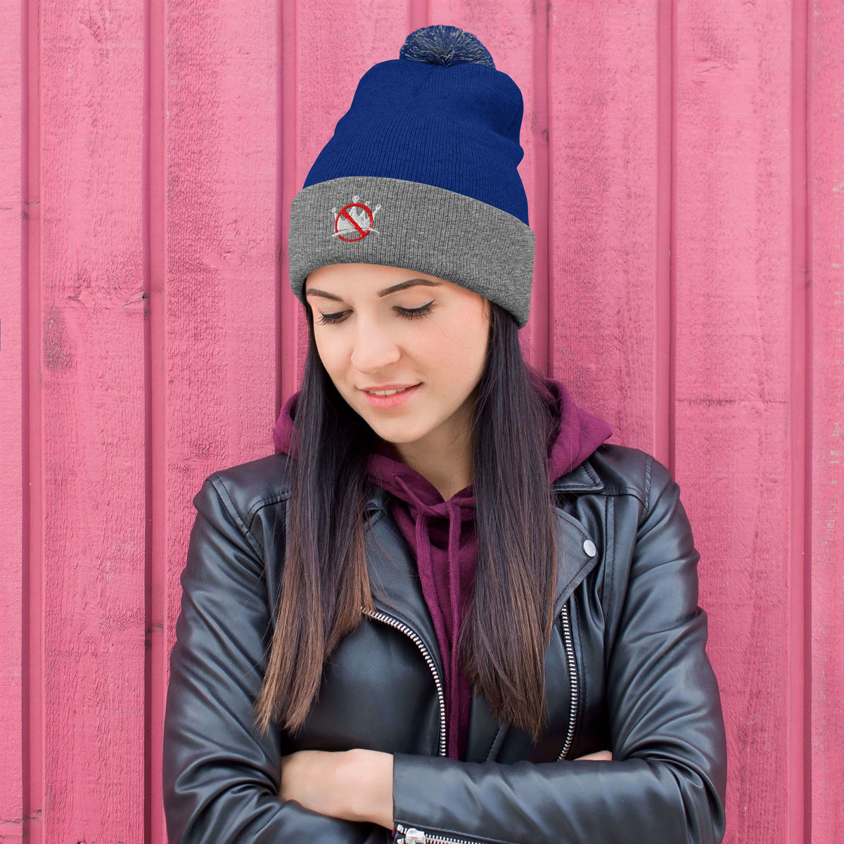 No Kings (White Logo) Pom Pom Beanie Democracy First political apparel