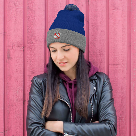No Kings (White Logo) Pom Pom Beanie Democracy First political apparel