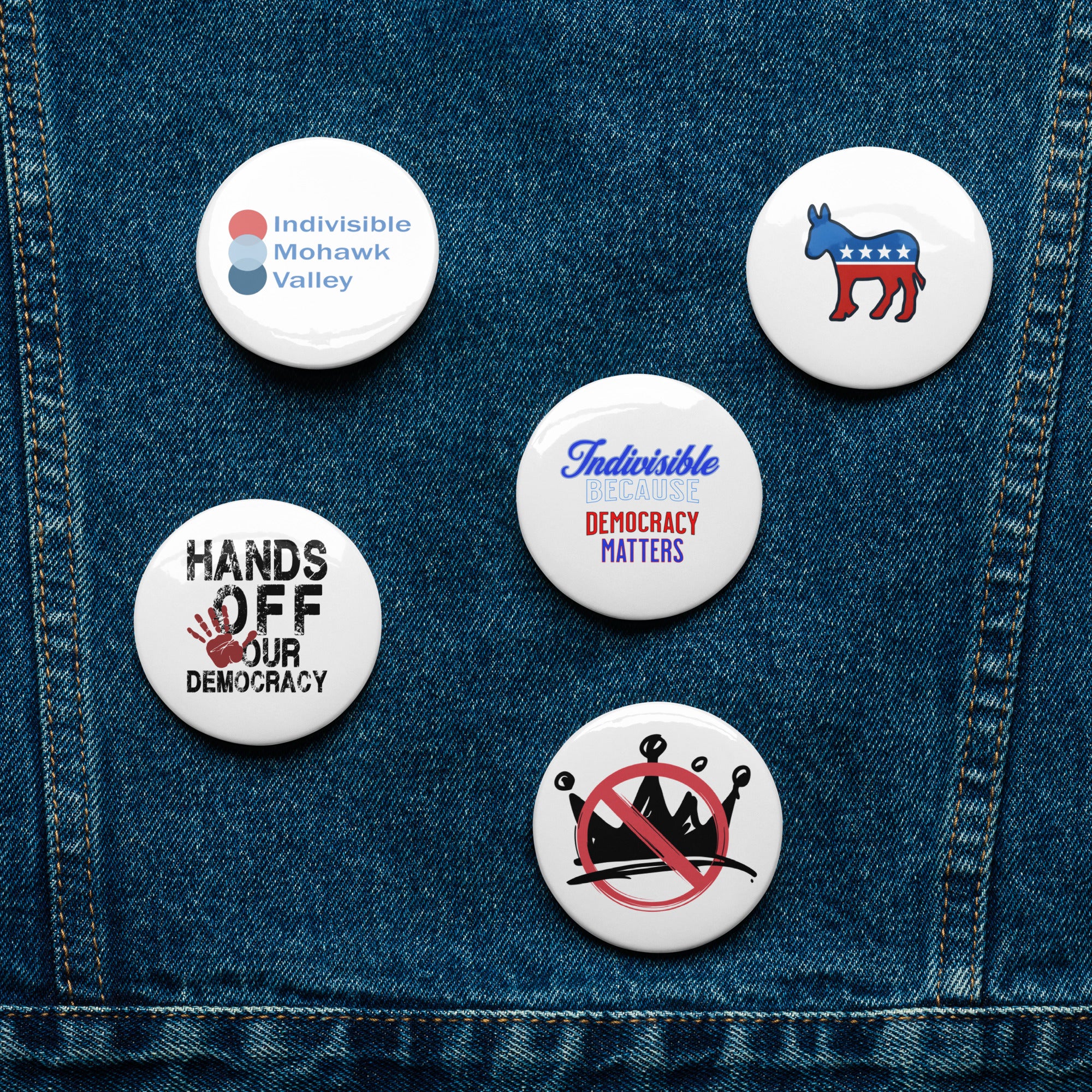 IMV Set of pin buttons political activism pin buttons Democracy First Main image