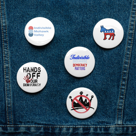 IMV Set of pin buttons political activism pin buttons Democracy First