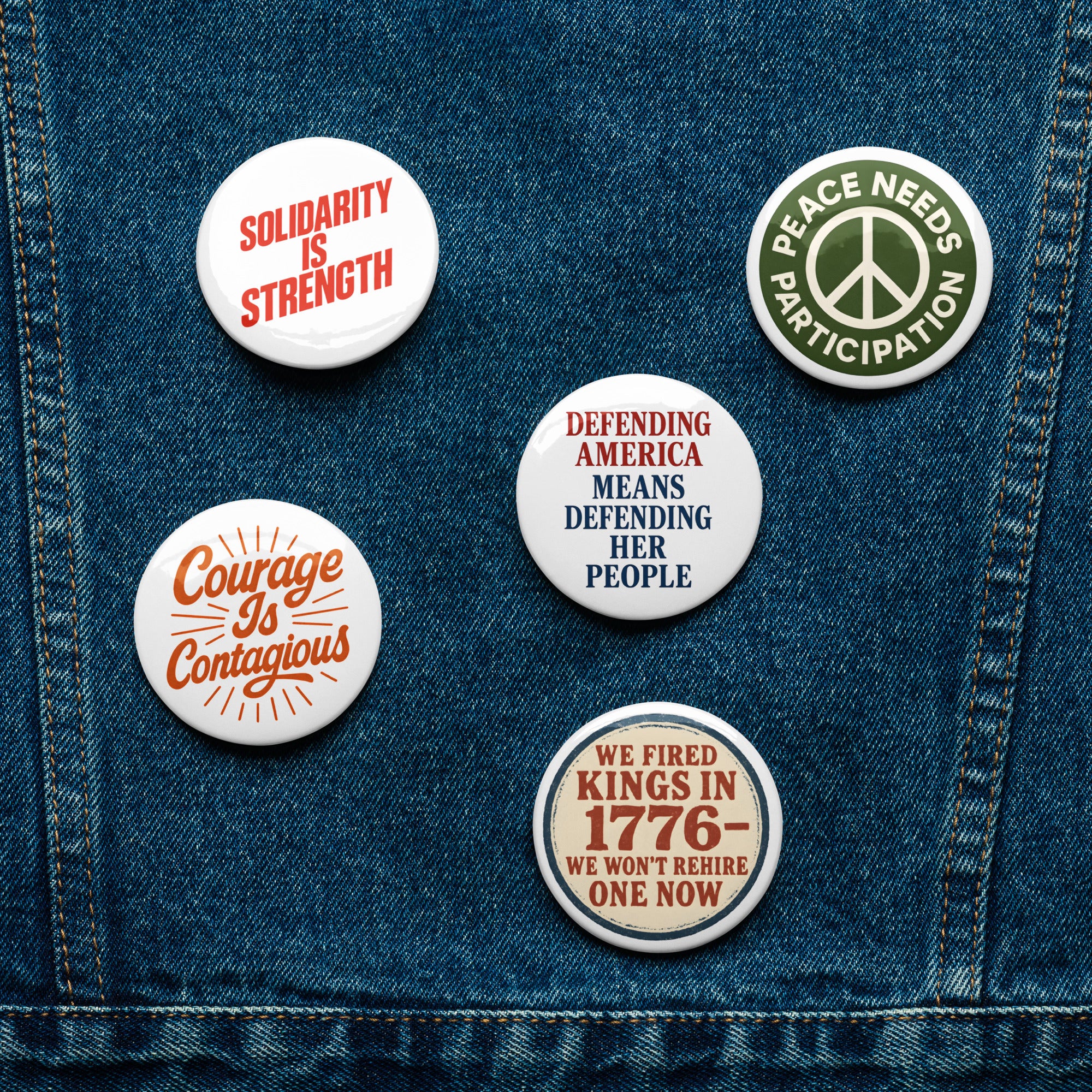Set of 5 pin buttons political activism pin buttons Democracy First Main image