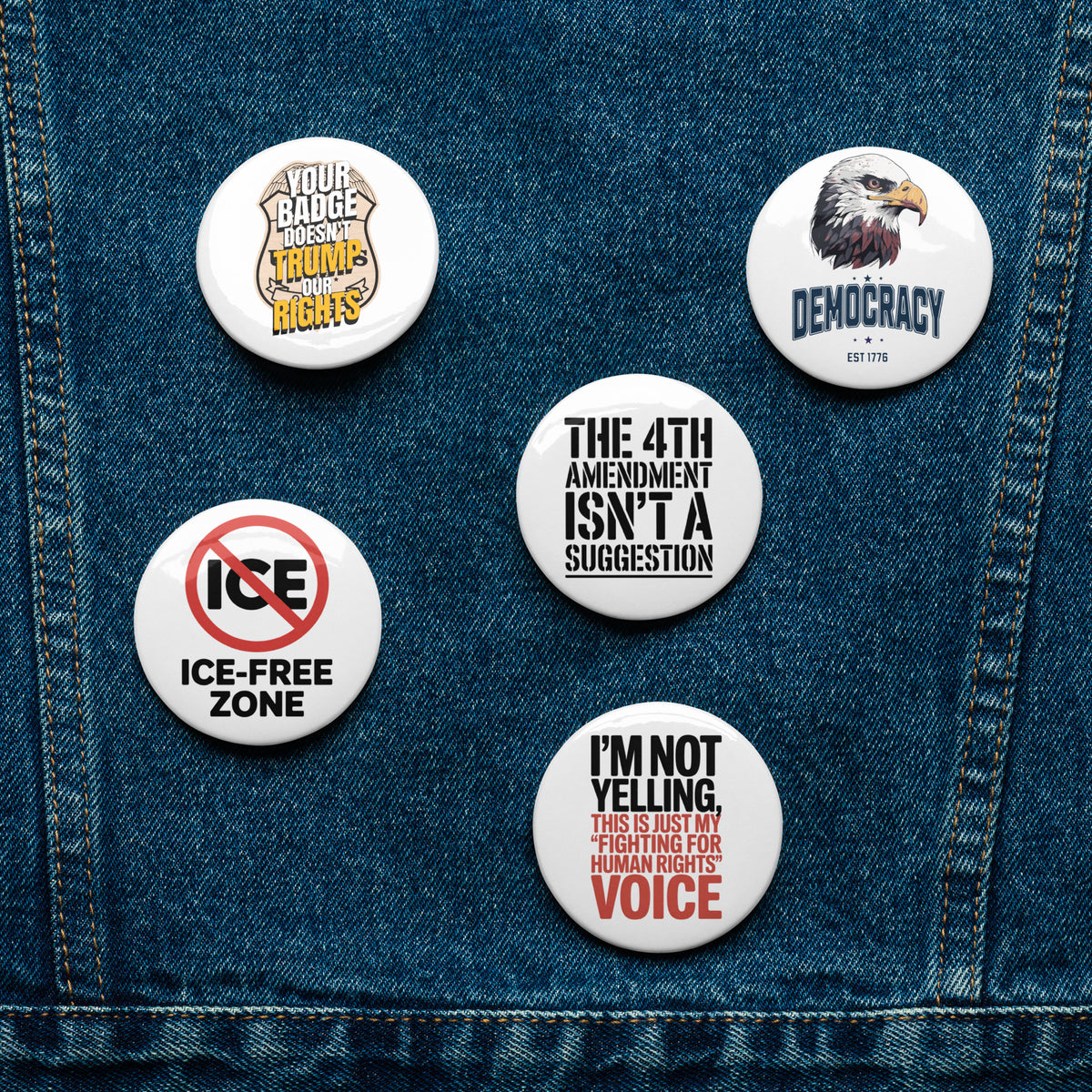Democracy Set of pin buttons political activism pin buttons Democracy First