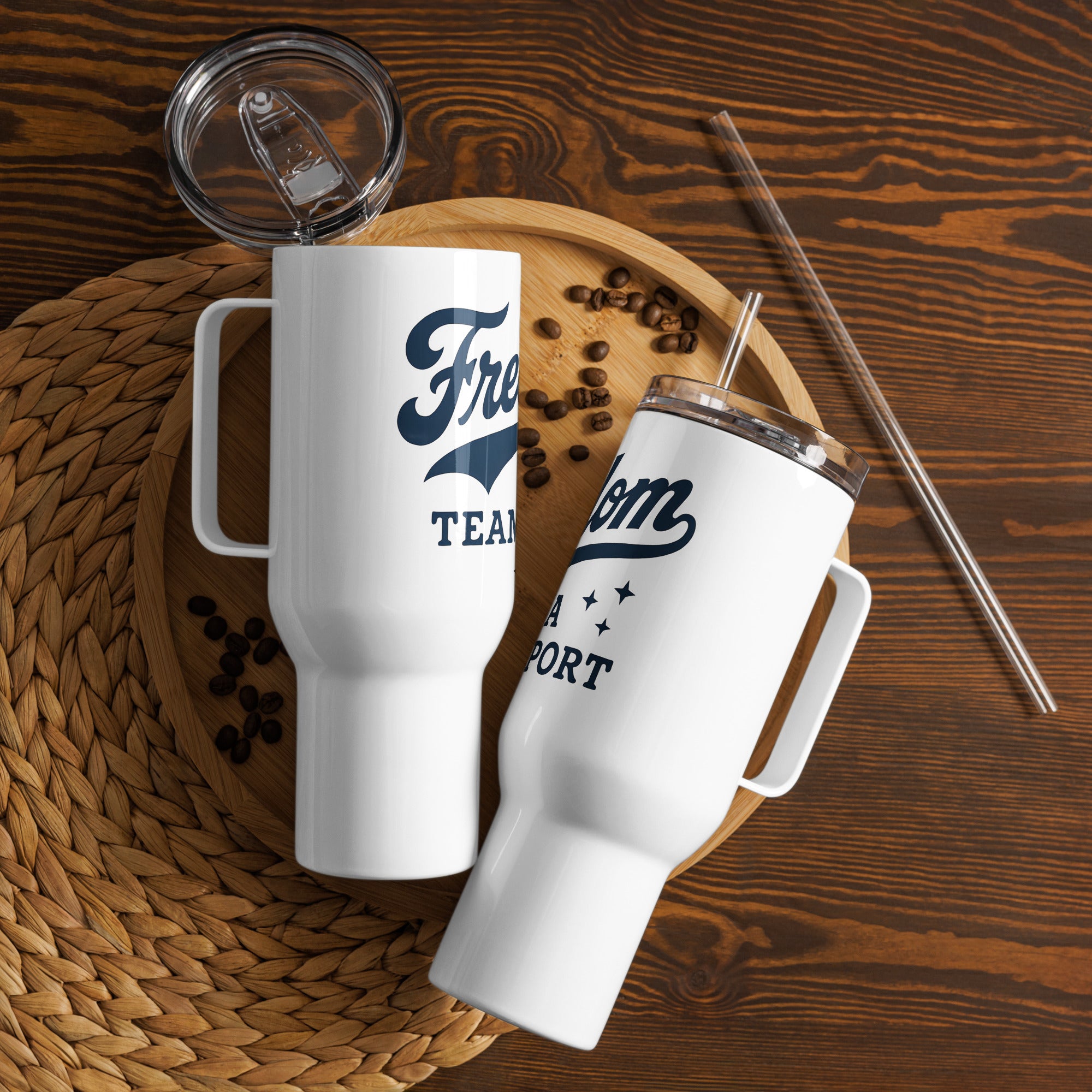 Freedom is A Team Sport Travel mug with a handle political activism mug Democracy First