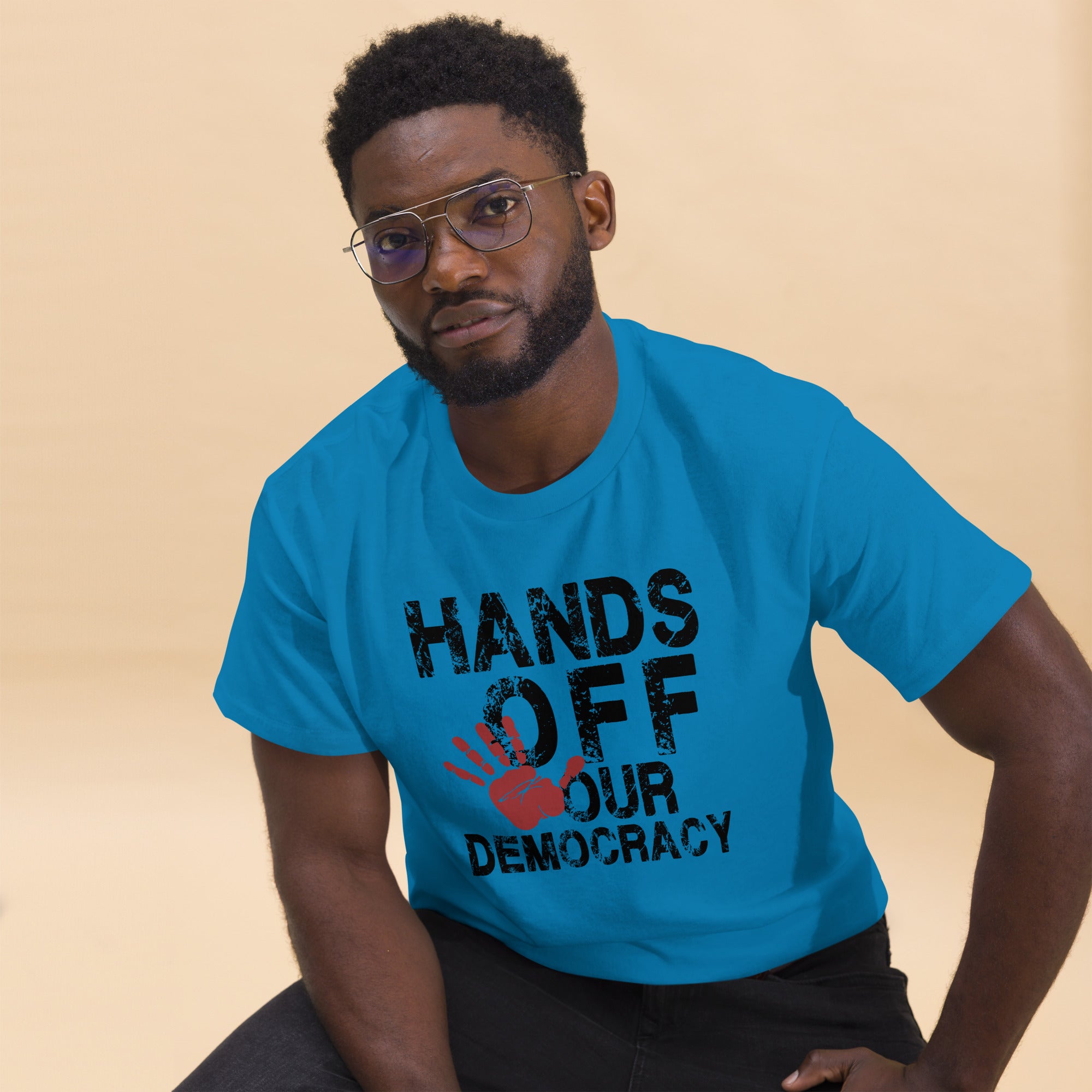 Hands Off Democracy Unisex classic tee political activism t-shirt Democracy First Main image