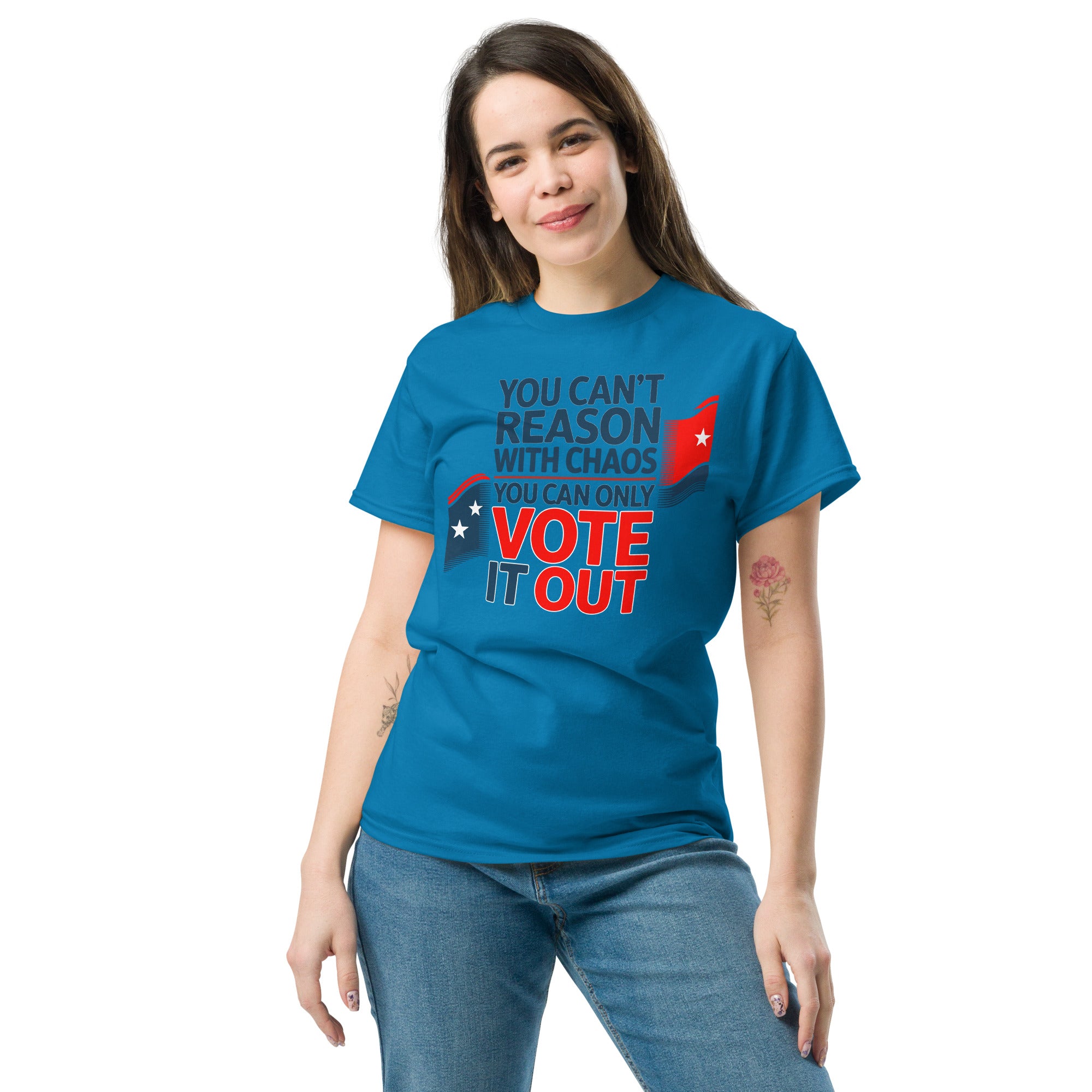You Can't Reason With Chaos Adult Unisex classic tee political activism t-shirt Democracy First Main image