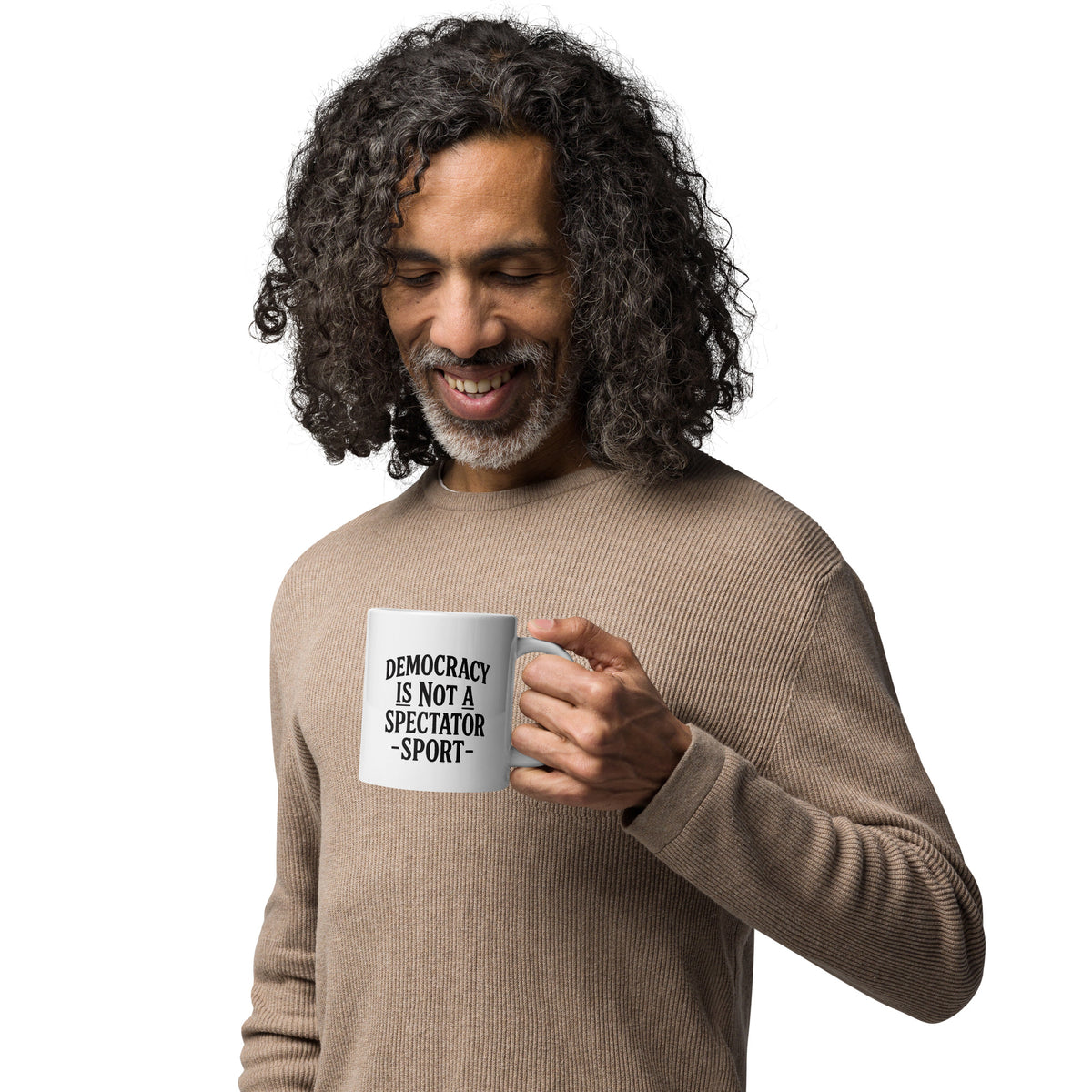 Democracy Is Not a Spectator Sport White glossy mug political activism mug Democracy First Main image