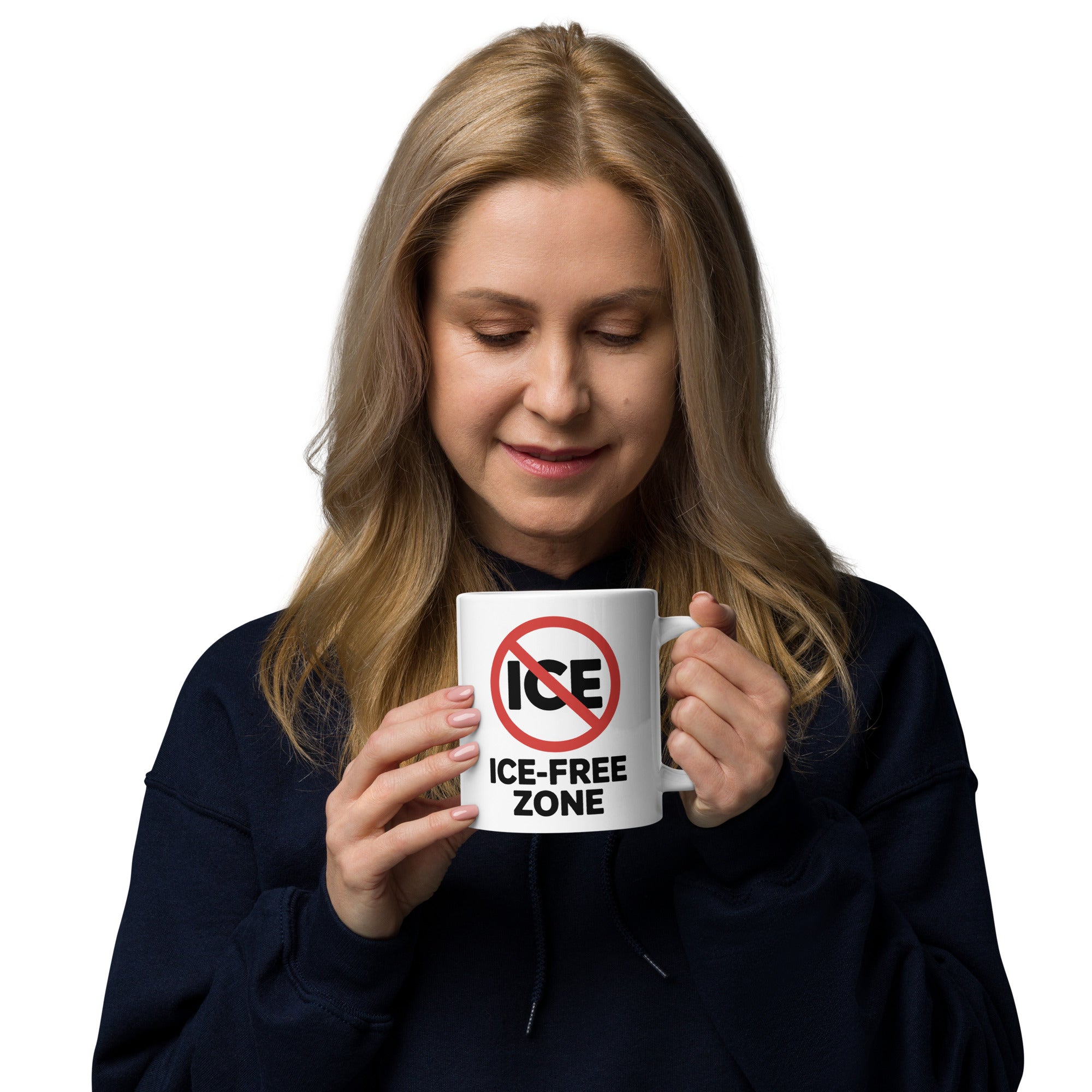 ICE FREE ZONE White glossy mug political activism mug Democracy First