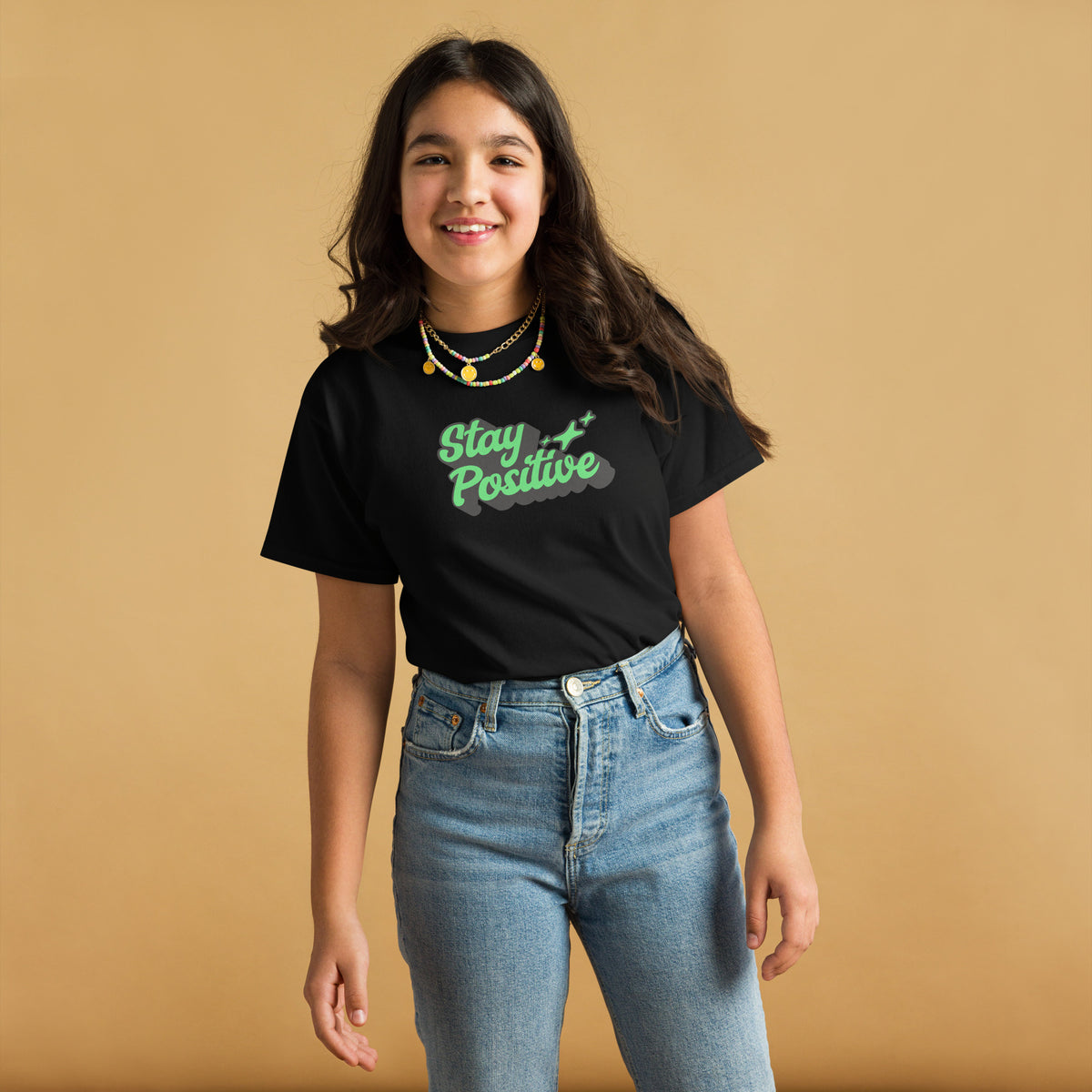 Stay Positive Unisex Youth classic tee political activism t-shirt Democracy First