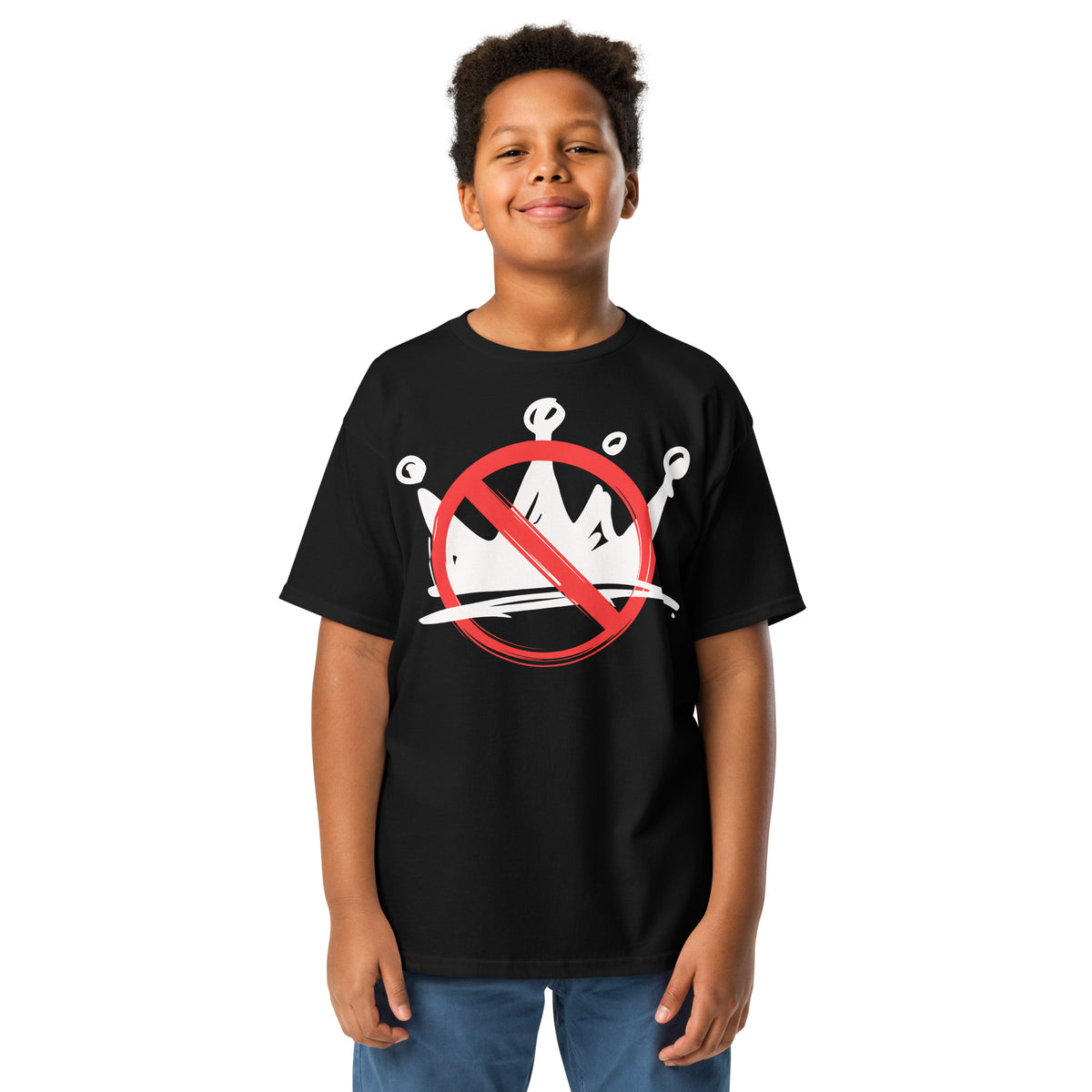 No Kings (White) Youth classic tee political activism t-shirt Democracy First